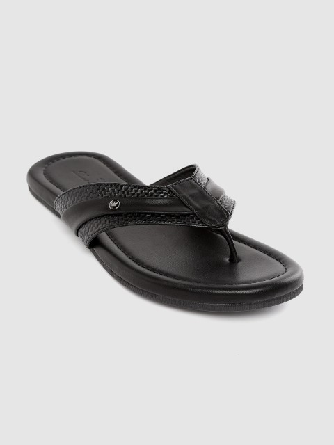 

Louis Philippe Men Black Textured Leather Comfort Sandals