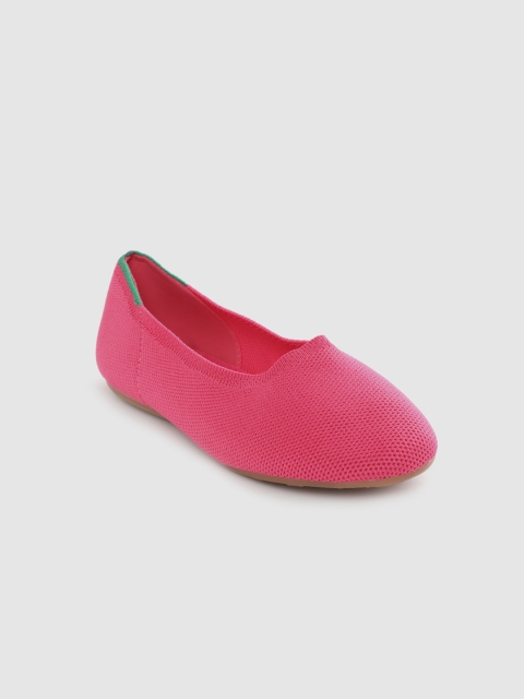 

United Colors of Benetton Girls Pink Woven Design Ballerinas