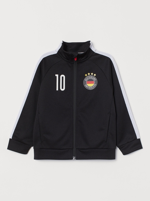 

H&M Boys Back Printed Football Jacket, Black