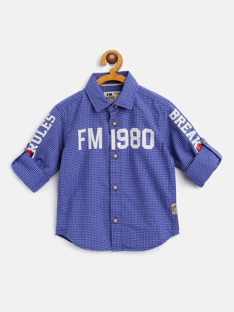 

Flying Machine Boys Blue & White Regular Fit Checked Casual Shirt