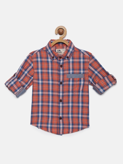 

Flying Machine Boys Orange & Blue Checked Regular Fit Casual Shirt