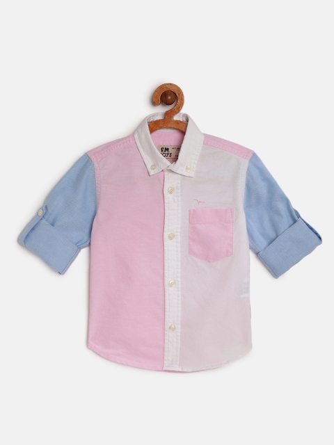 

Flying Machine Boys Pink & White Regular Fit Colourblocked Casual Shirt