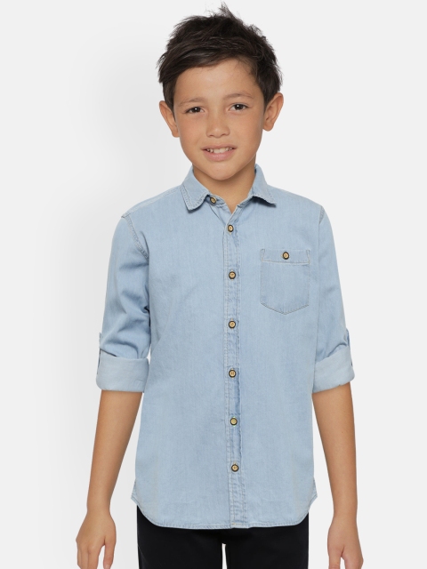 

Flying Machine Boys Blue Regular Fit Solid Denim Casual Shirt