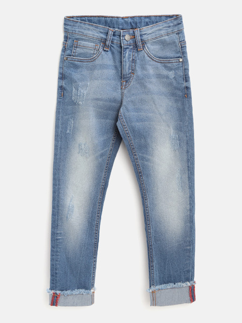 

Flying Machine Boys Blue Skinny Fit Mid-Rise Low Distress Stretchable Jeans