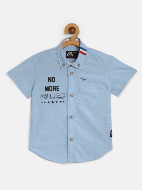

Flying Machine Boys Blue Regular Fit Solid Chambray Casual Shirt