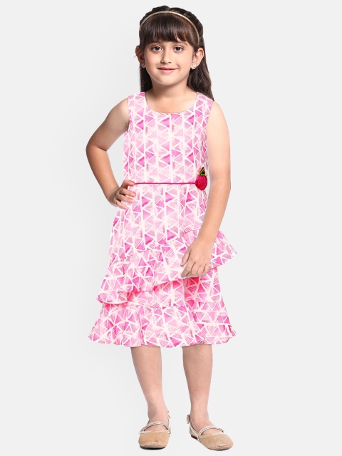 

Doodle Girls Pink Printed Fit and Flare Dress