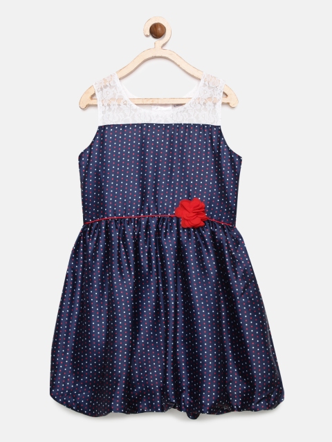 

Doodle Girls Navy Blue Printed Balloon Dress
