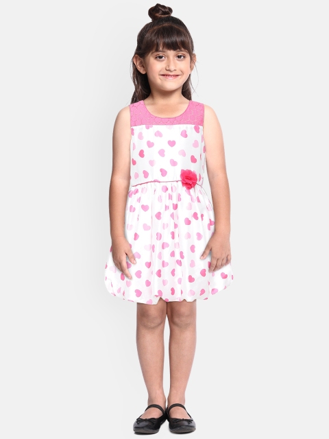 

Doodle Girls White & Pink Printed Balloon Dress