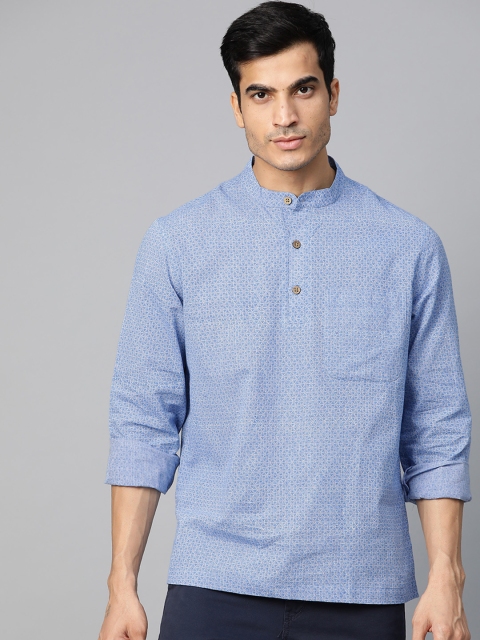 

Fabindia Men Blue Printed Straight Kurta
