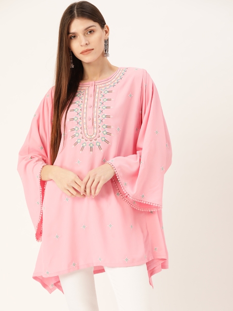 

Moda Rapido Women Pink Embroidered Kaftan Kurta