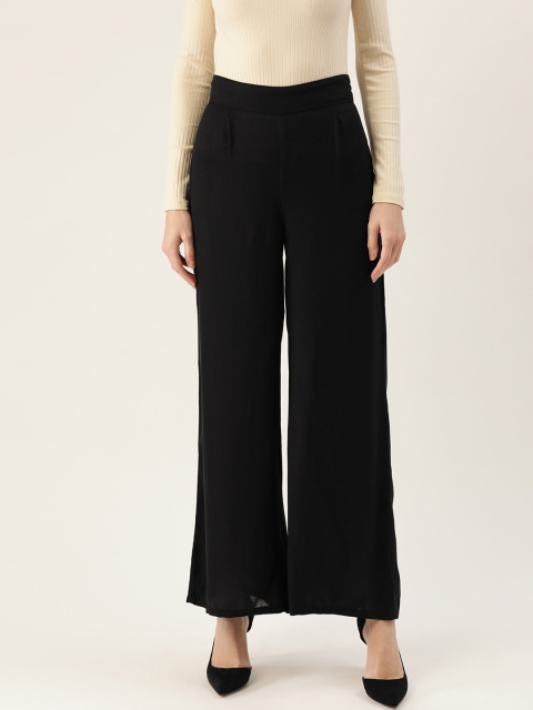 

HERE&NOW Women Black Solid Straight Palazzos