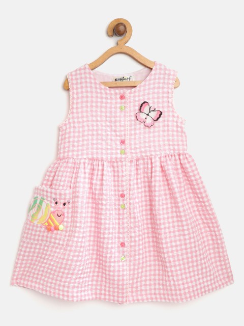 

Nauti Nati Girls Pink & White Checked Fit and Flare Dress