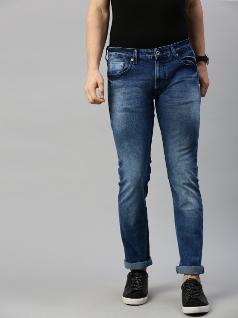 

BEAT LONDON by PEPE JEANS Men Blue Luca Vapour Slim Fit Low-Rise Clean Look Jeans