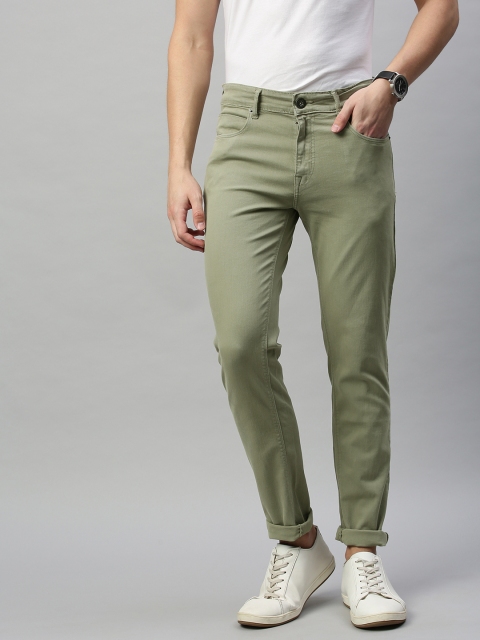 

BEAT LONDON by PEPE JEANS Men Olive Green Tapered Fit Low-Rise Clean Look Stretchable Jeans