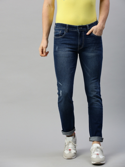 

BEAT LONDON by PEPE JEANS Men Blue Trevis Tapered Low-Rise Low Distress Stretchable Jeans