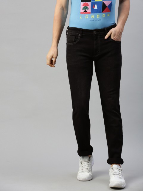 

BEAT LONDON by PEPE JEANS Men Black Vapour Slim Fit Mid-Rise Clean Look Stretchable Jeans