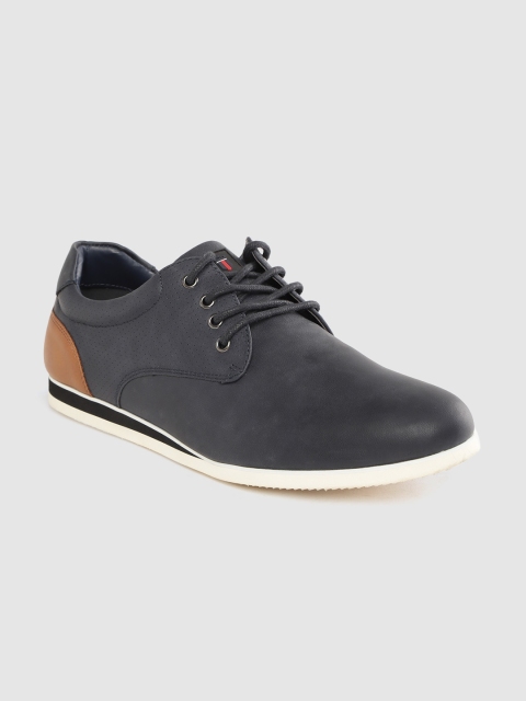 

Louis Philippe Men Navy Blue Solid Semi-Formal Derbys with Perforated Detail