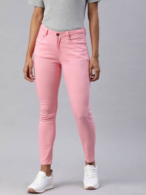 

London Rag Women Pink Skinny Fit Mid-Rise Clean Look Stretchable Cropped Jeans