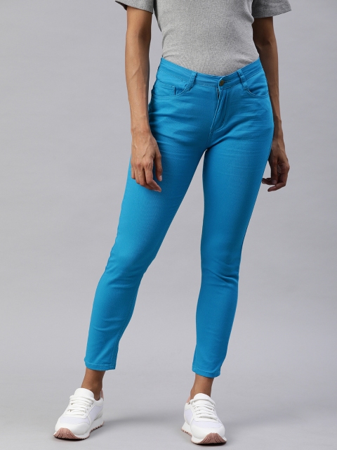 

London Rag Women Blue Skinny Fit Mid-Rise Clean Look Stretchable Cropped Jeans