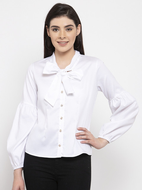 

armure Women White Regular Fit Solid Casual Shirt