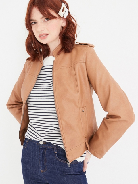 

promod Women Brown Solid Tailored Jacket