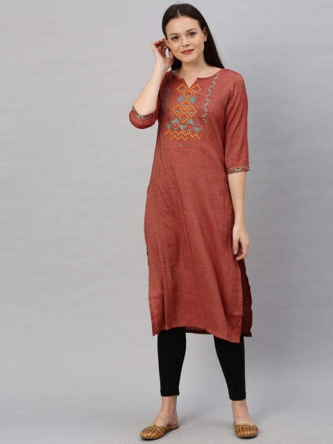 

Alena Women Maroon Yoke Design Straight Kurta