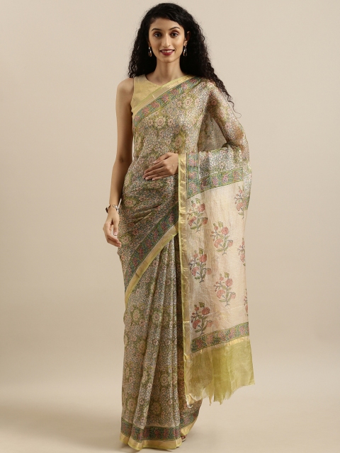 

Geroo Jaipur Green Hand Block Printed Pure Chanderi Silk Sustainable Saree