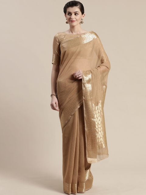 

Saree mall Brown & Golden Solid Maheshwari Saree