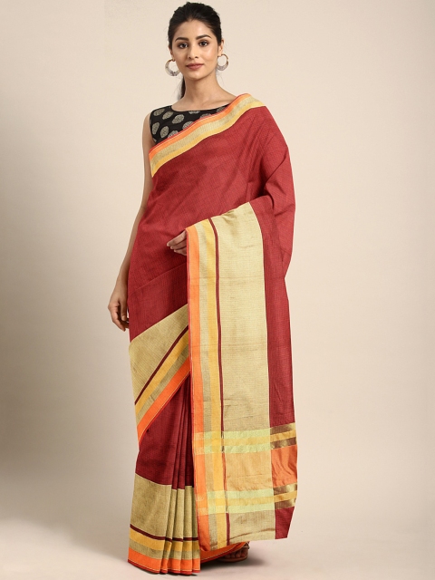 

Mitera Maroon Solid Kota Saree