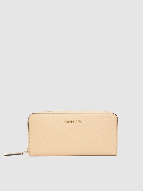 

Calvin Klein Women Beige Solid Zip Around Wallet