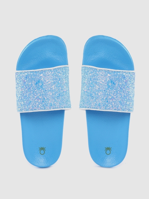 

United Colors of Benetton Girls Blue Glitter Embellished Sliders
