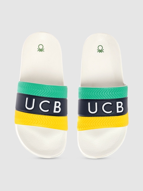 

United Colors of Benetton Kids Black & Yellow Striped Sliders
