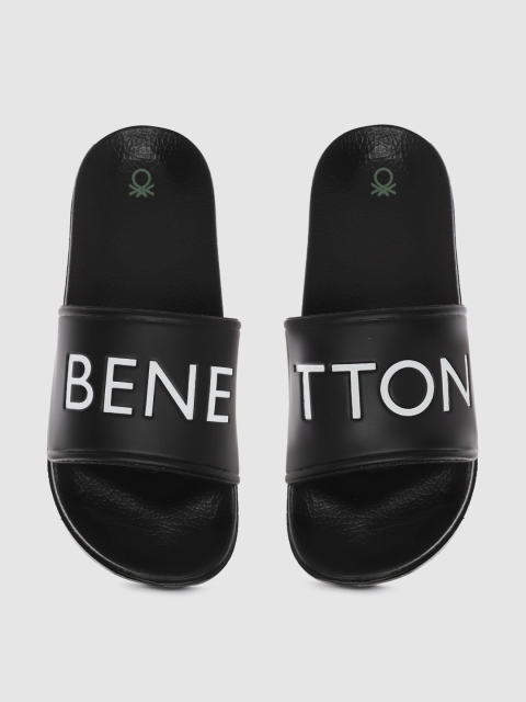 

United Colors of Benetton Kids Black & White Printed Sliders