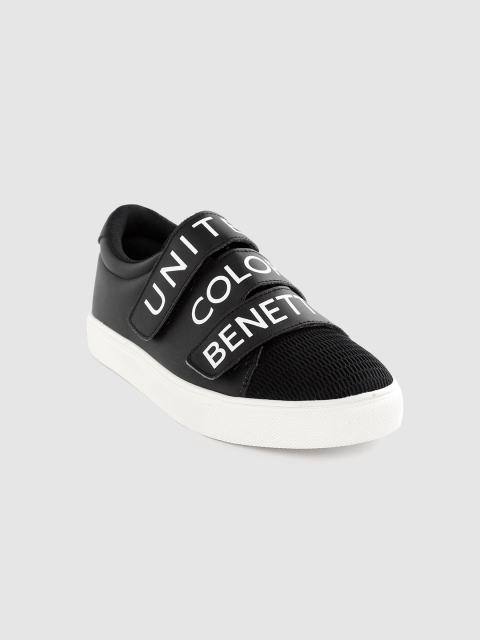 

United Colors of Benetton Kids Black & White Printed Flatform Sneakers