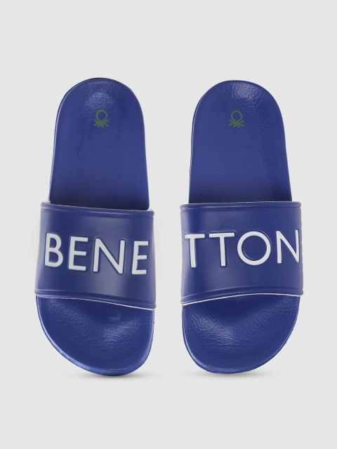 

United Colors of Benetton Kids Blue & White Printed Sliders