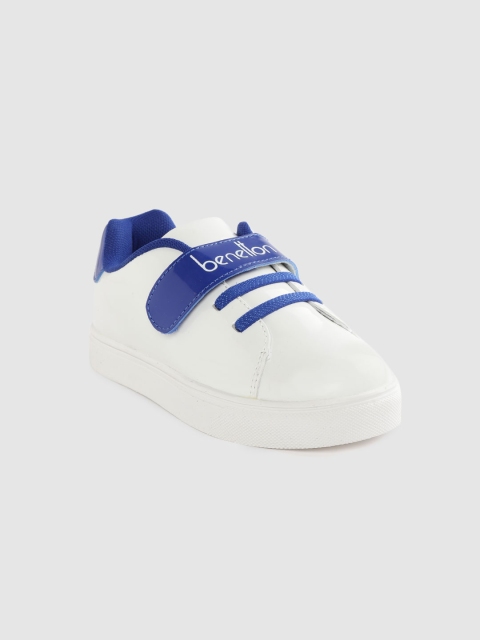 

United Colors of Benetton Kids White & Blue Solid Flatform Sneakers