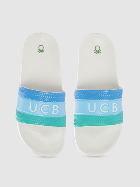 

United Colors of Benetton Kids Green & Blue Striped Sliders