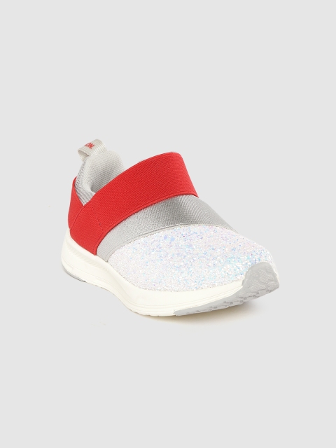 

United Colors of Benetton Girls Grey & Red Shimmer Slip-On Sneakers