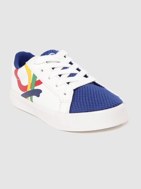

United Colors of Benetton Kids White & Blue Colourblocked Woven Design Sneakers