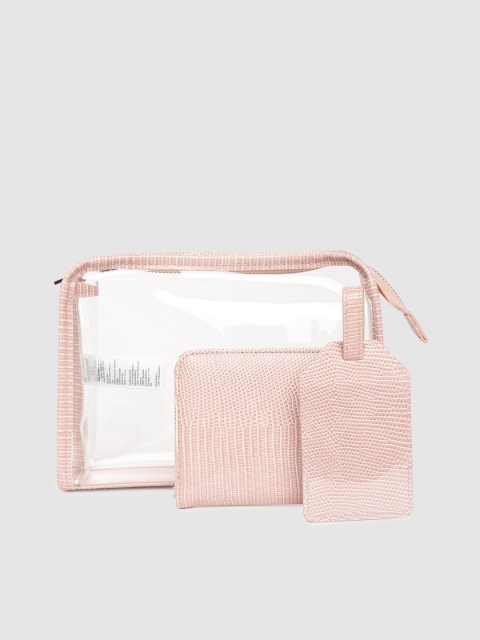 

Accessorize Women Pink Solid Transparent Clutch with Passport holder