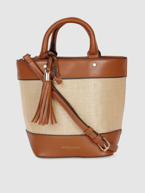 

Accessorize Beige & Tan Brown Colourblocked Handheld Bag