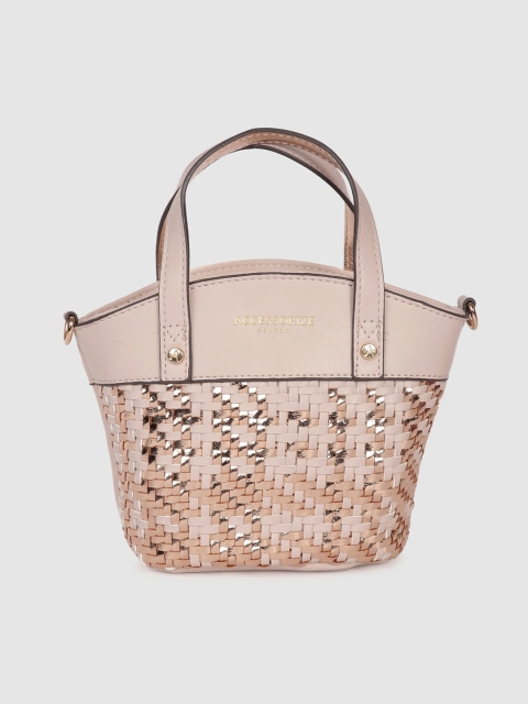 

Accessorize Pink & Gold-Toned Colourblocked Handheld Bag