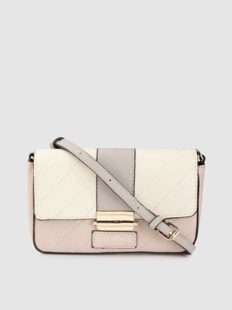 

Accessorize Off-White & Nude-Coloured Colourblocked Quilted Sling Bag