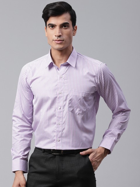 

DENNISON Men White & Pink Smart Slim Fit Gingham Checked Formal Shirt