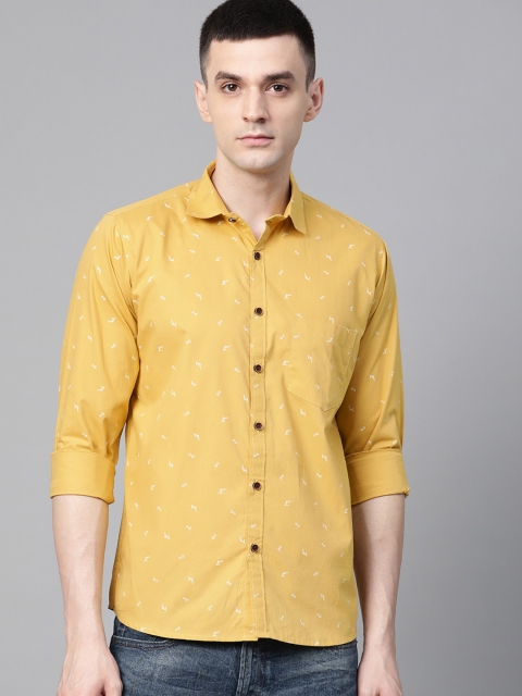 

DENNISON Men Mustard Yellow Comfort Slim Fit Ditsy Floral Print Casual Shirt