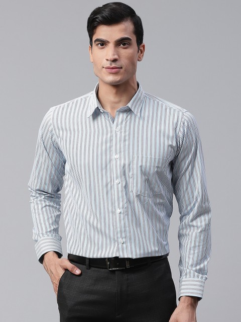 

DENNISON Men White & Blue Smart Slim Fit Striped Formal Shirt