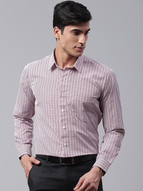 

DENNISON Men White & Orange Smart Slim Fit Checked Formal Shirt