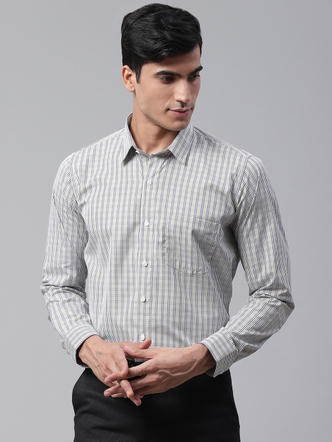 

DENNISON Men White & Green Smart Slim Fit Checked Formal Shirt