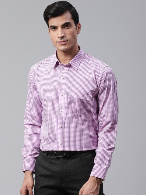 

DENNISON Men White & Pink Smart Slim Fit Checked Formal Shirt