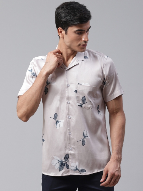 

DENNISON Men Cream-Coloured & White Comfort Slim Fit Floral Print Casual Shirt